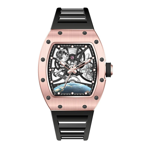 High Quality Barrel Case Men Automatic Watch Stylish Sports Silicone Strap 5 ATM Waterproof Mechanical Watches